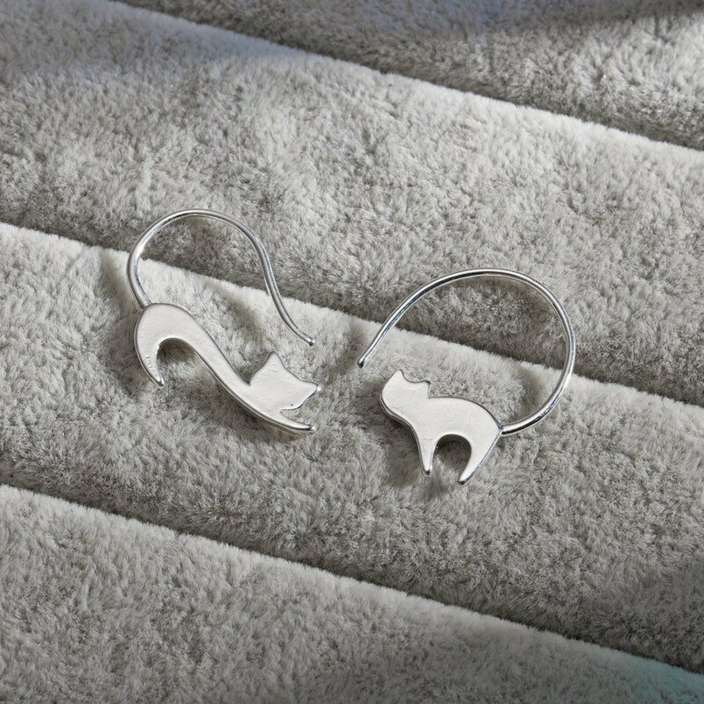 COPY - Cat silver earrings pierced stud stainless steel
